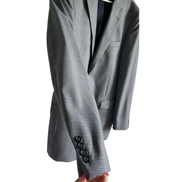 Jos A Bank Travelers Collection Tailored Fit Wool Blazer43L GrayBlue Houndstooth - Picture 5 of 6